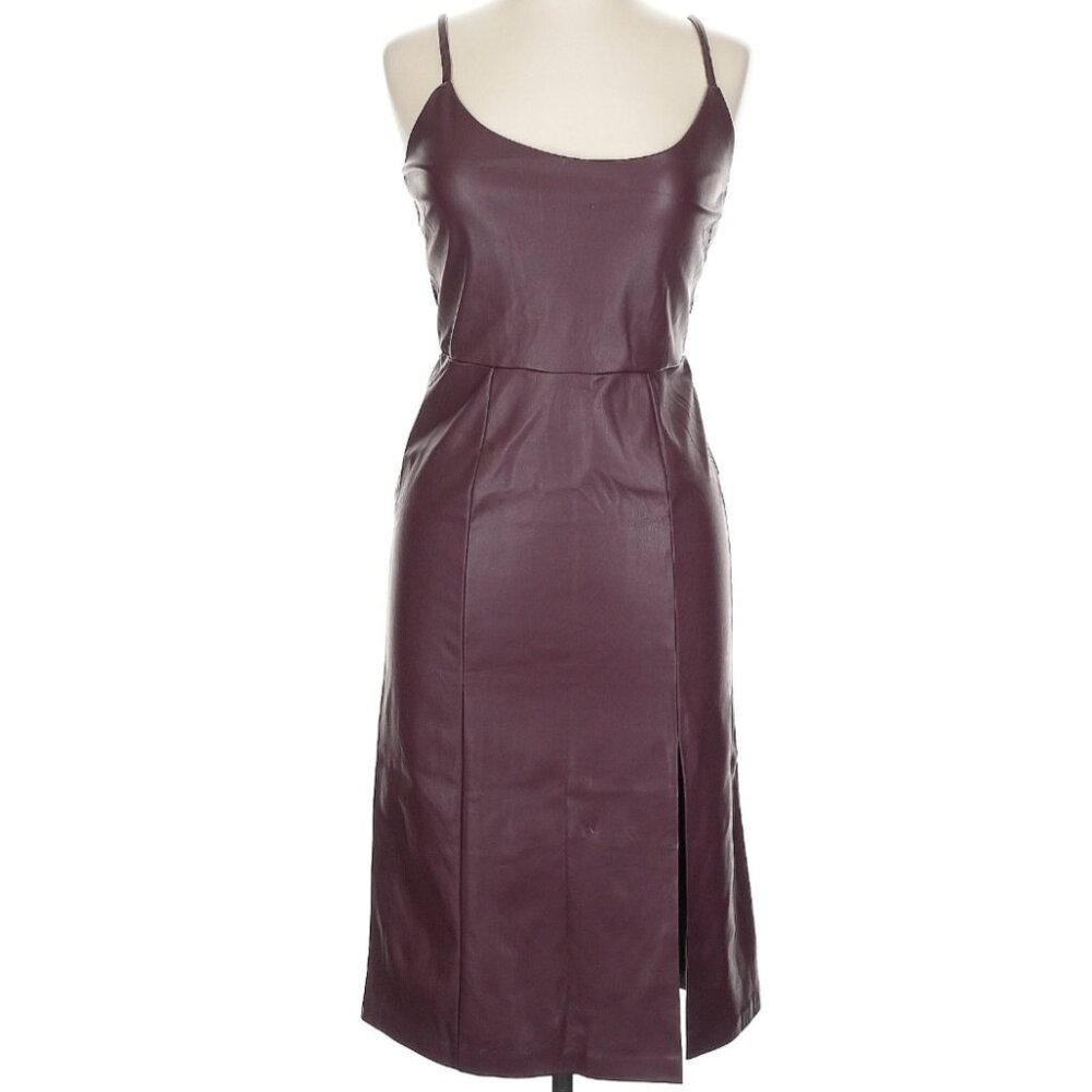 Steve Madden Size 10 plum faux leather mini dress